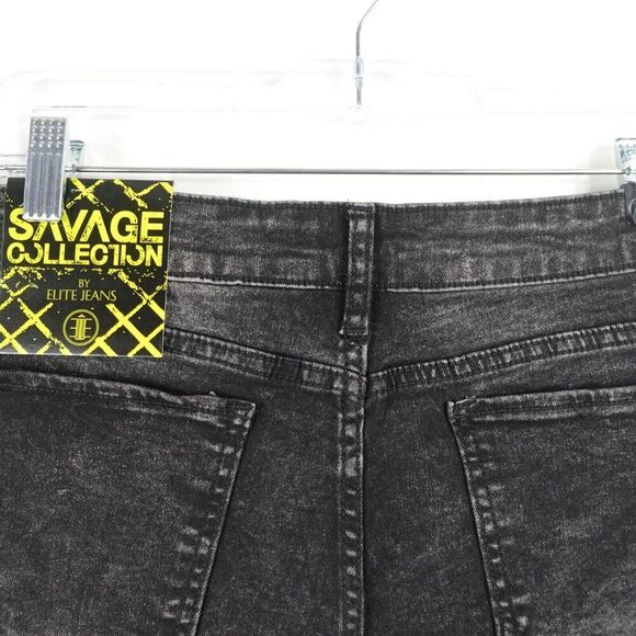 Elite Jeans Savage Collection Womens Black Distressed Shorts Size 32 - Picture 7 of 10